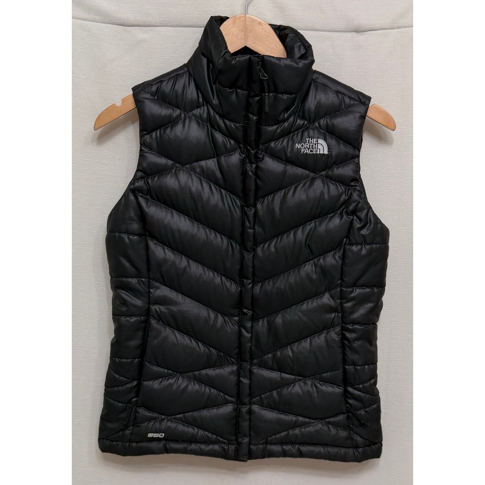 The North Face 550 Down Fill Black Chevron Quilted Puffer Vest Winter Womens XS
